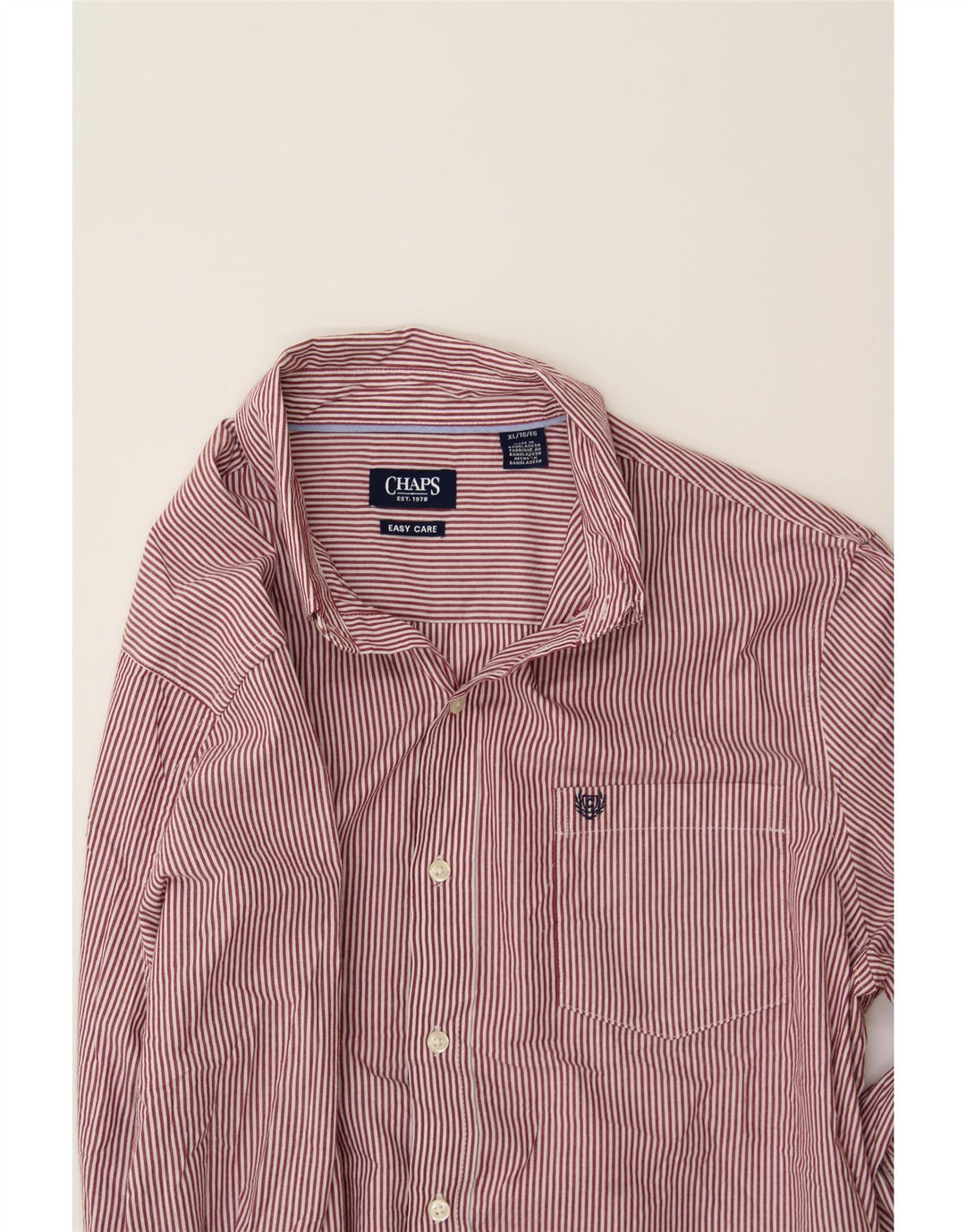 CHAPS Mens Big & Tall Shirt XL Red Pinstripe Cotton Vintage Chaps and Second-Hand Chaps from Messina Hembry 