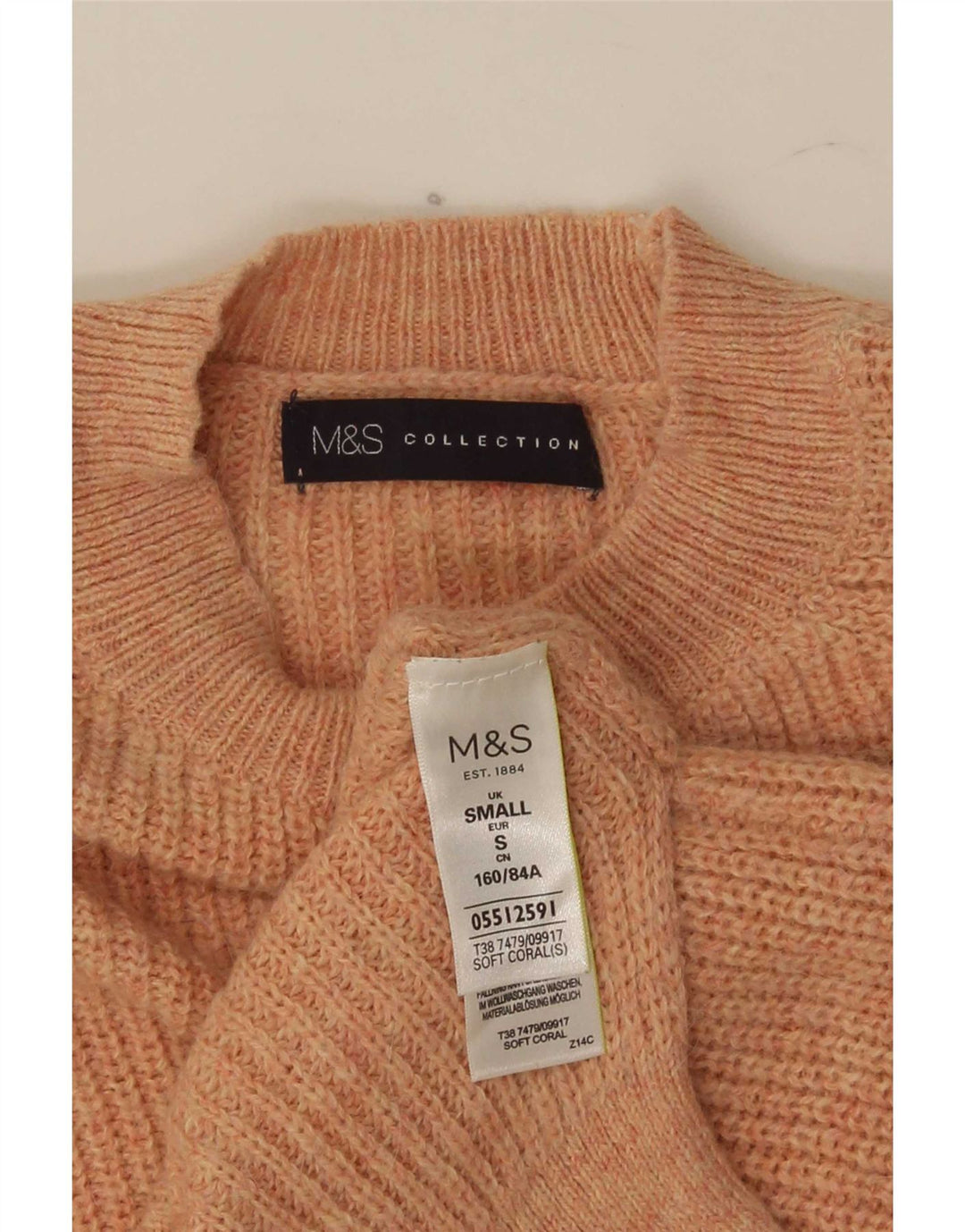 Женский свободный джемпер с круглым вырезом Marks & Spencer, Великобритания, 10, маленький розовый