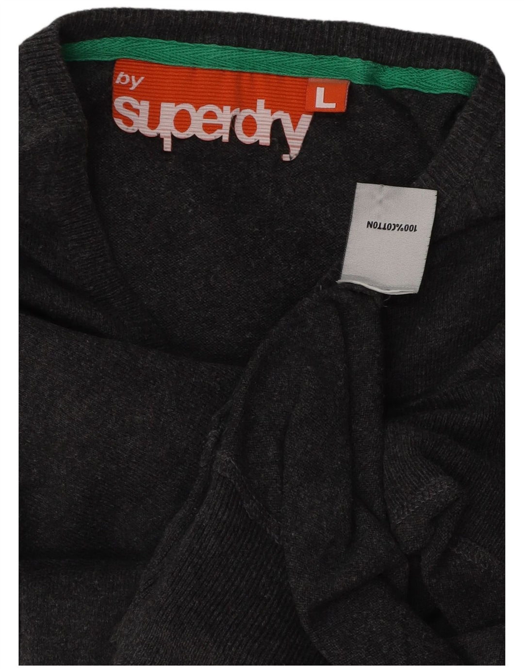 SUPERDRY Женский джемпер с v-образным вырезом UK 16, большой серый хлопок