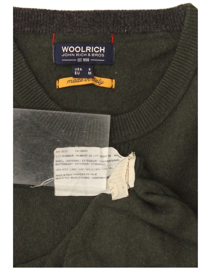 Женский джемпер WOOLRICH с круглым вырезом UK 14, шерсть среднего цвета хаки