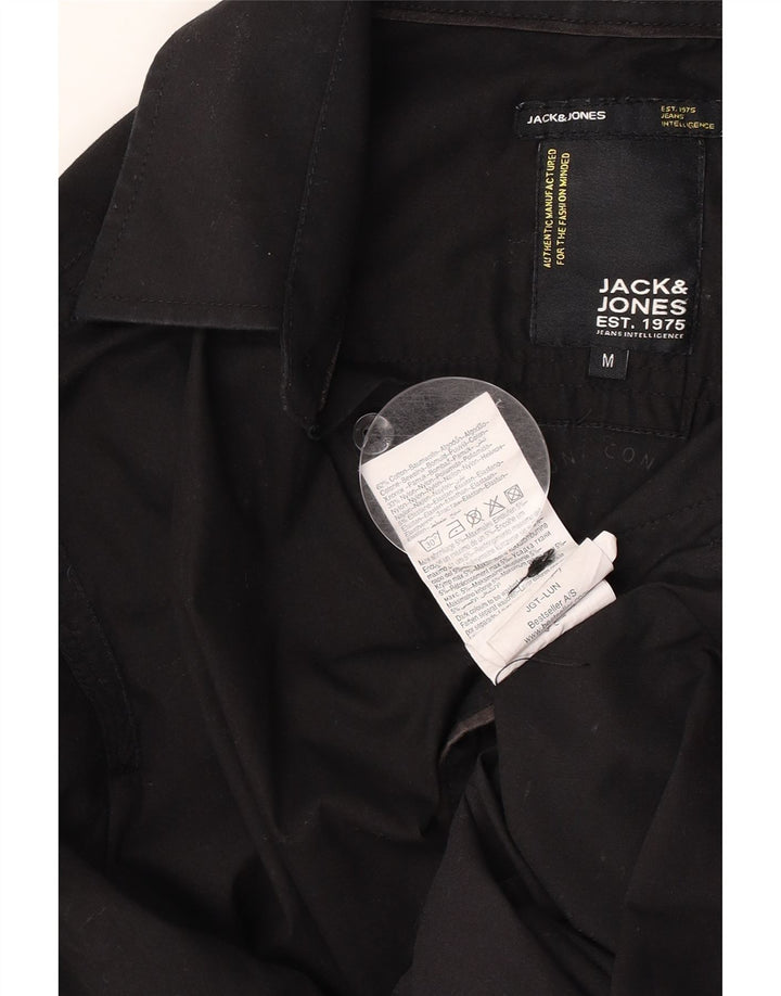 Мужская рубашка Jack & Jones из хлопка среднего размера, черная