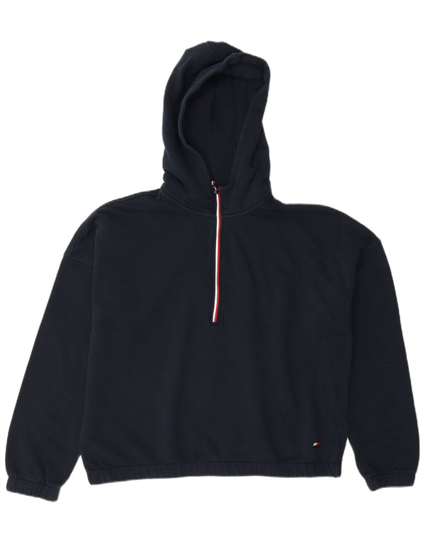 Женский укороченный джемпер с капюшоном на молнии Tommy Hilfiger UK 16, большой темно-синий