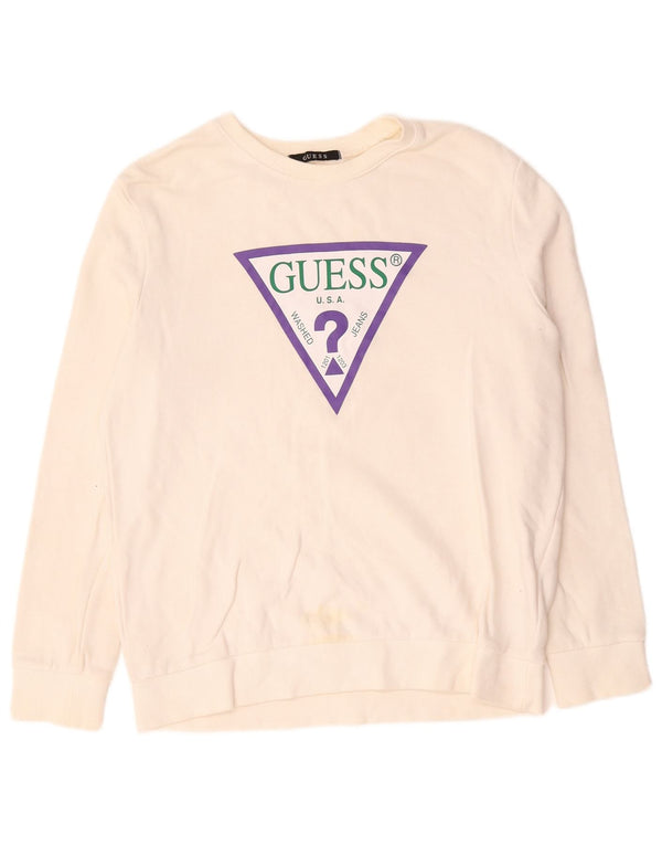 Женский свитер Guess с рисунком UK 14, средний хлопковый белый цвет