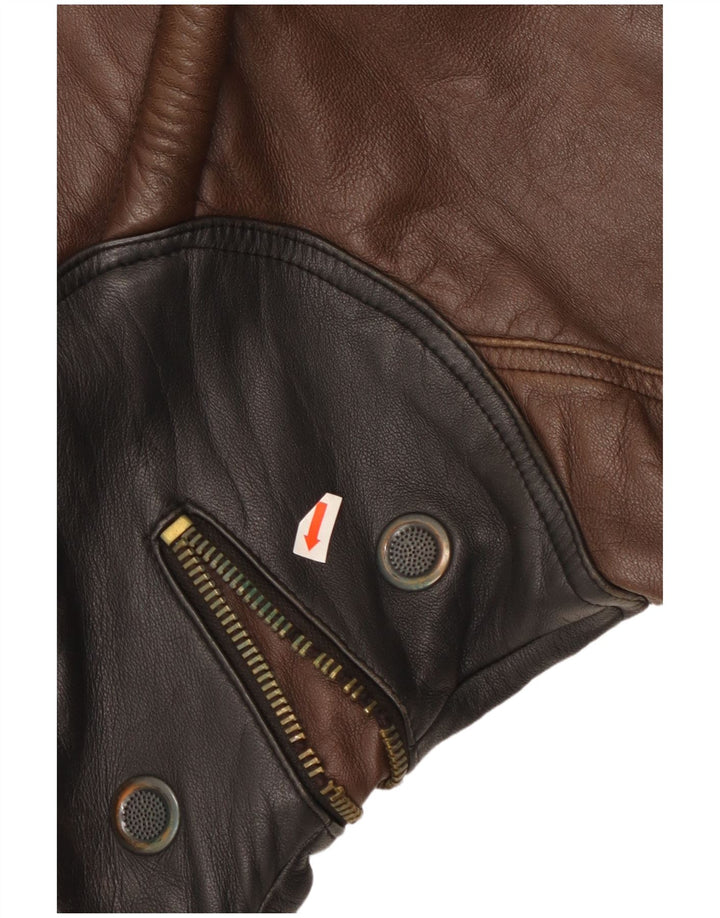 Винтажная мужская кожаная куртка IT 52 XL Коричневая кожаная