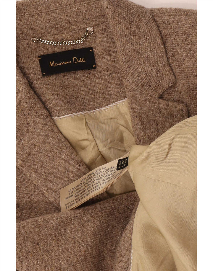 Женский пиджак Massimo Dutti на 2 пуговицах EU 38, маленький бежевый, шерстяной в крапинку