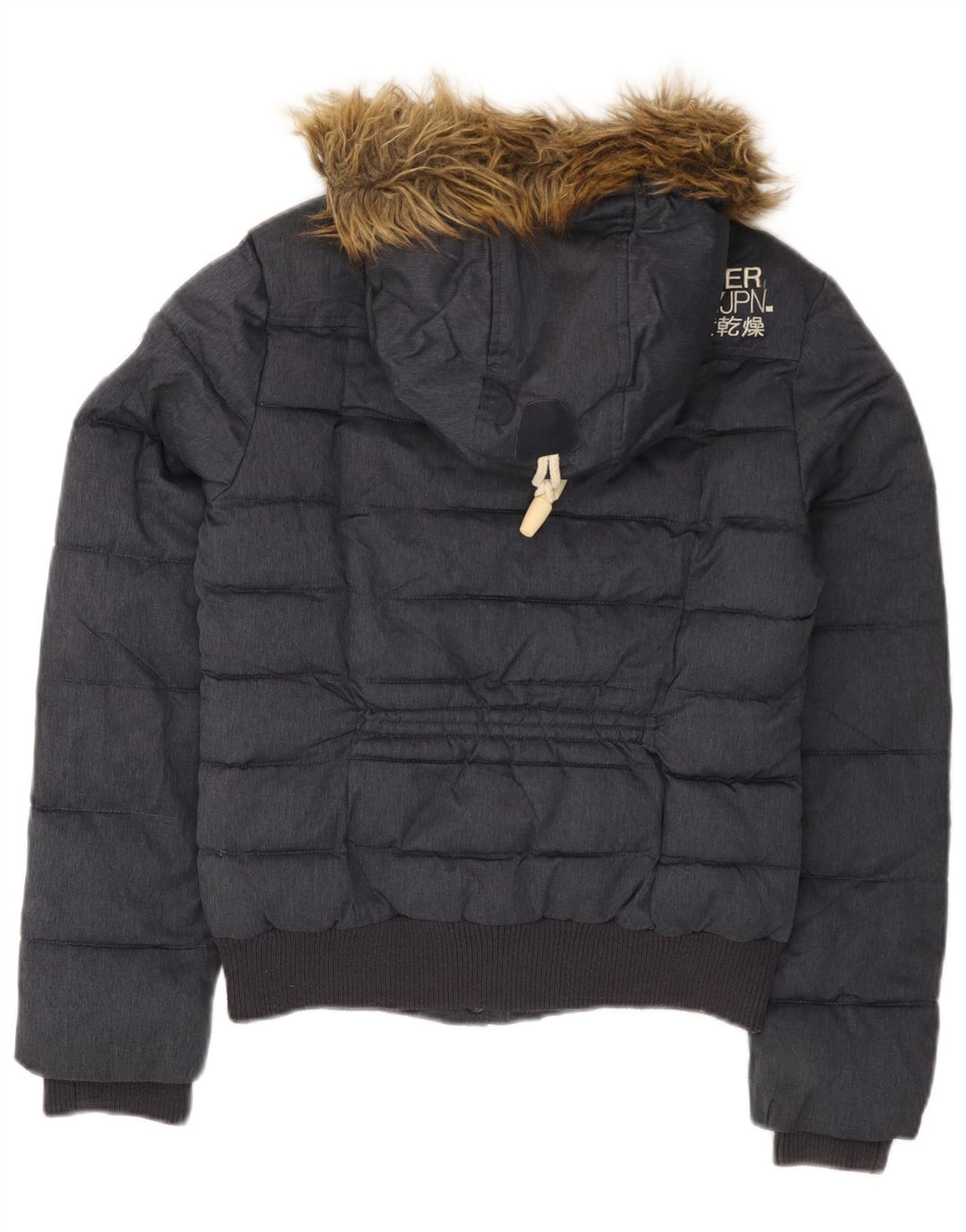 Женская утепленная куртка с капюшоном Superdry UK 10, маленький серый полиэстер