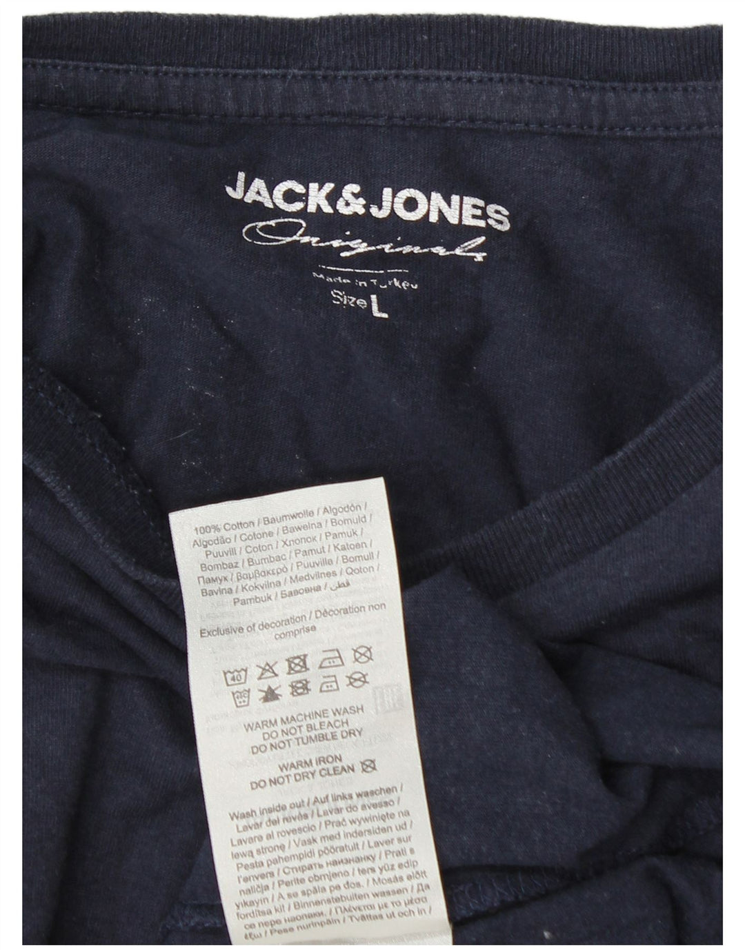 Мужской топ с рисунком Jack & Jones, большой размер, темно-синий, хлопок, с длинными рукавами