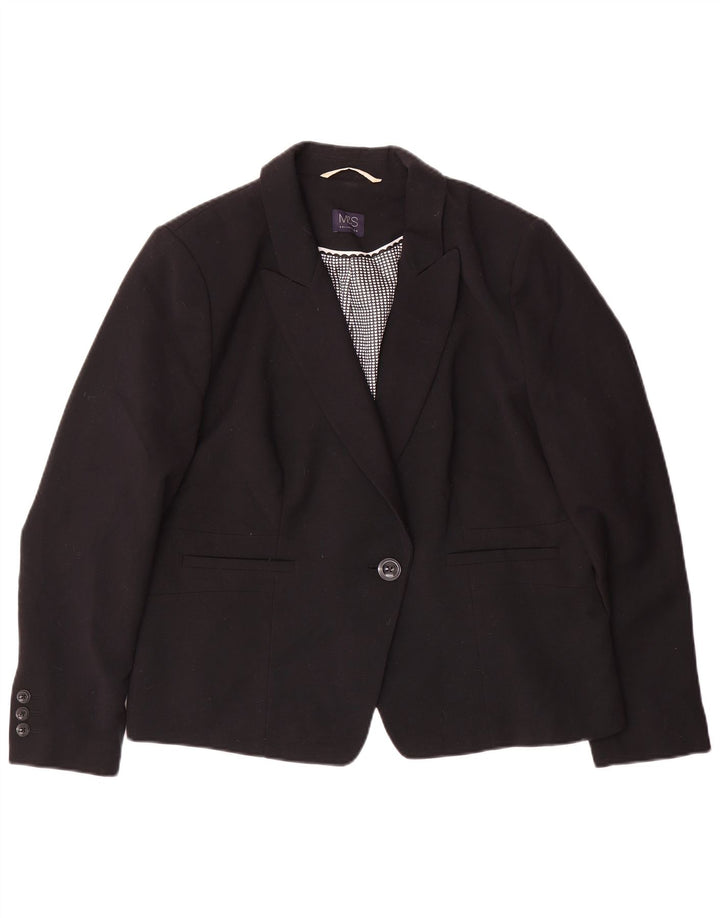 Женский пиджак на 1 пуговице Marks & Spencer UK 20 2XL, черный полиэстер