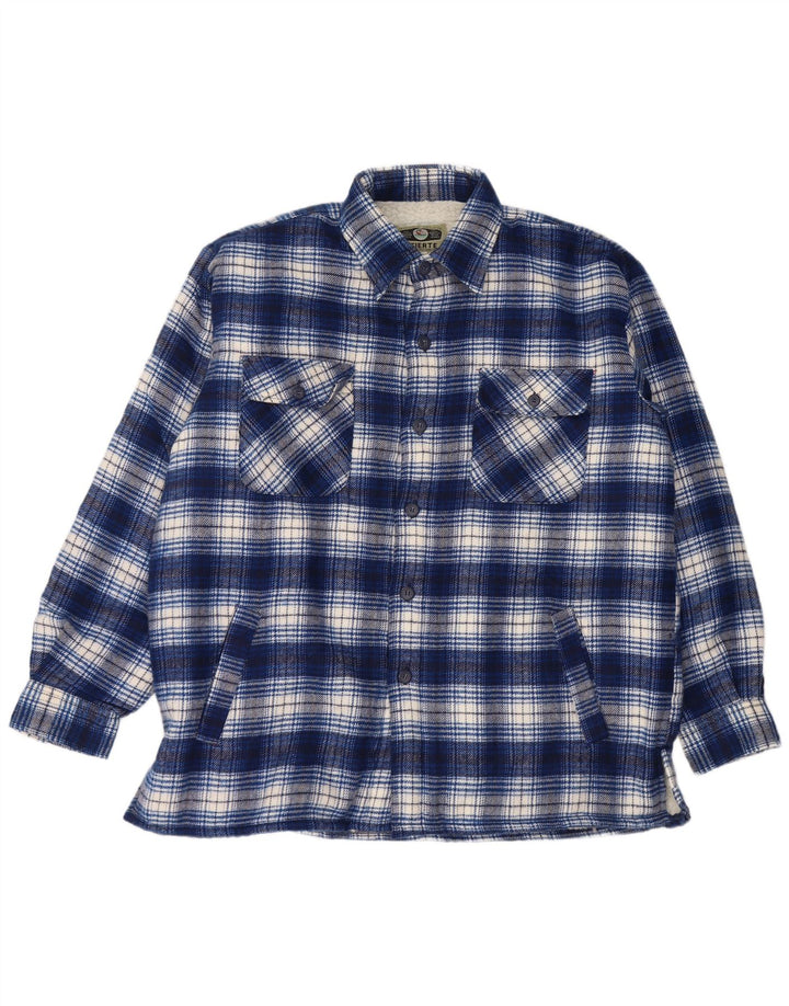 Винтажная мужская фланелевая рубашка Lumberjack, большая синяя клетка, акрил