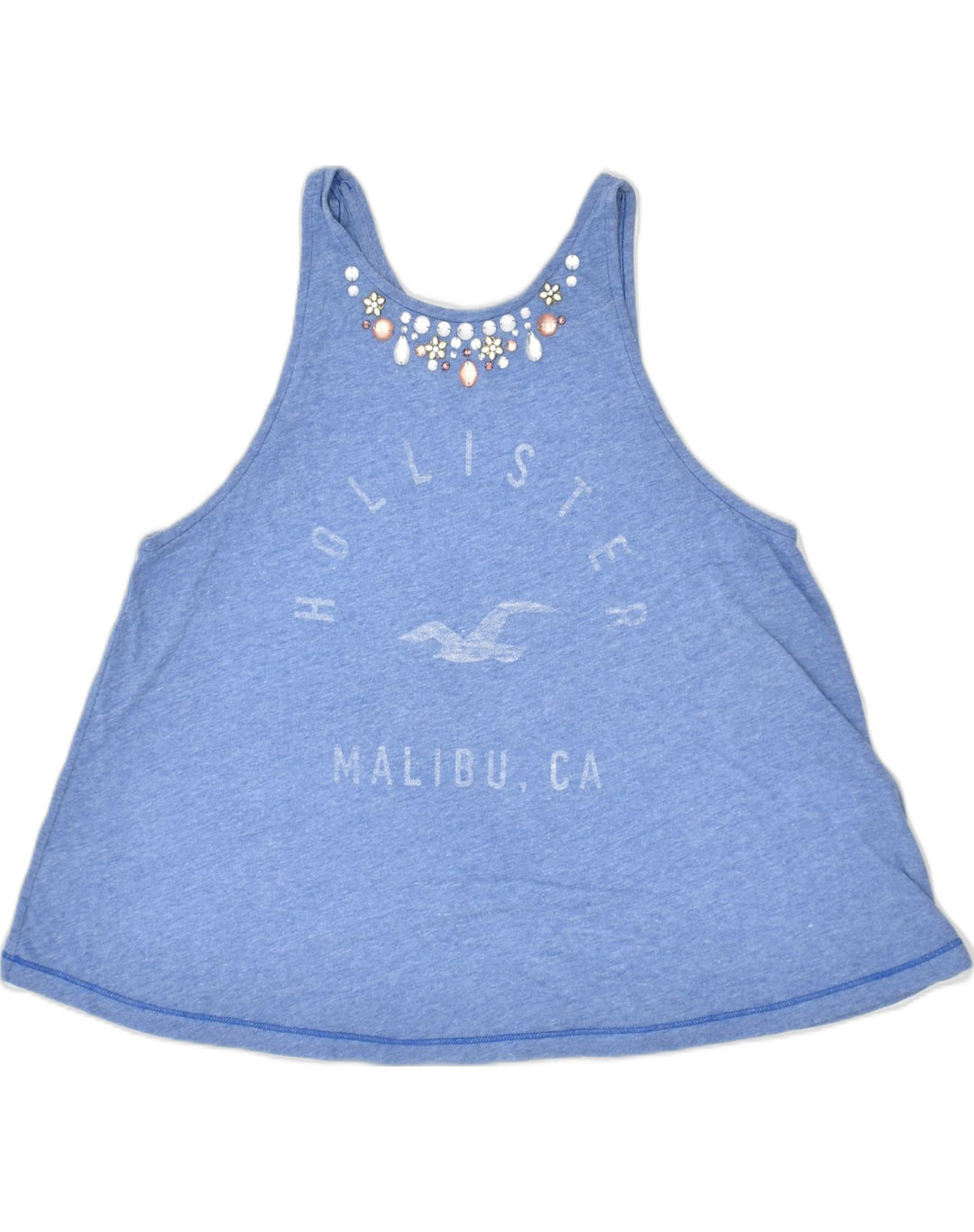 HOLLISTER Womens Oversized Graphic Vest Top UK 6 XS Blue Cotton | Vintage Hollister | Thrift | Second-Hand Hollister | Used Clothing | Messina Hembry 