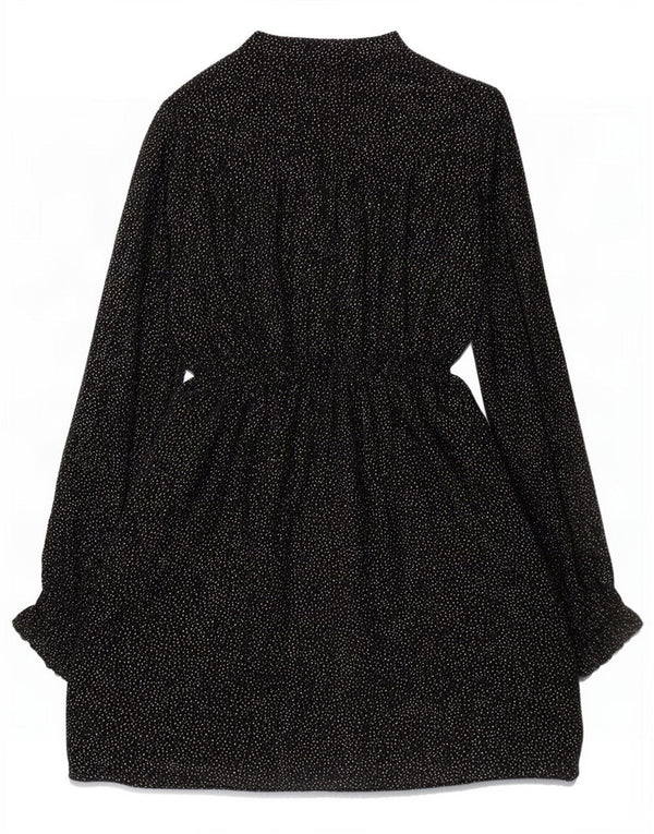 Женское платье-рубашка с завязкой спереди Zara UK 14, средний черный в пятнистый цвет