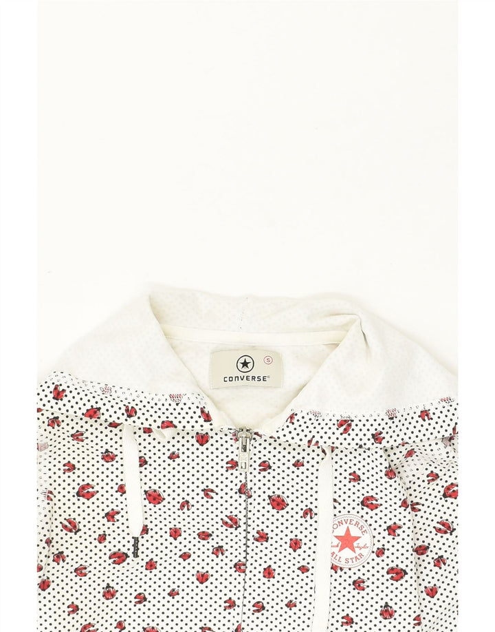 CONVERSE Womens Zip Hoodie Sweater UK 10 Small White Animal Print Cotton | Vintage Converse | Thrift | Second-Hand Converse | Used Clothing | Messina Hembry 