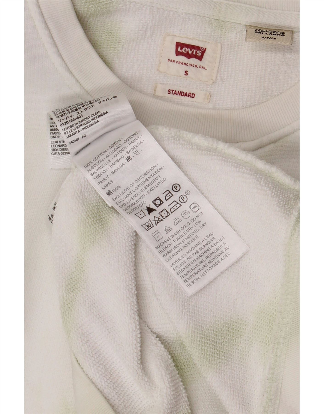 Мужской свитшот LEVI'S Standard, маленький хлопковый джемпер белого цвета тай-дай