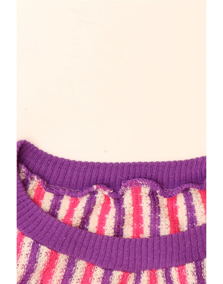 ВИНТАЖНЫЙ женский джемпер с вырезом «лодочка», Великобритания, 14, большие разноцветные полоски