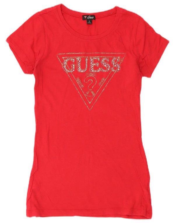 Женская футболка с рисунком Guess UK 6 XS, красный хлопок