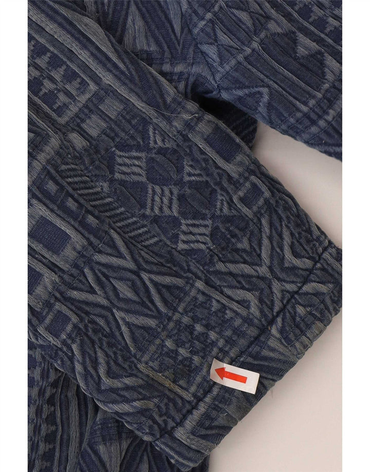 Женское открытое пальто Zara UK 16, большой размер, темно-синий, хлопок с геометрическим рисунком