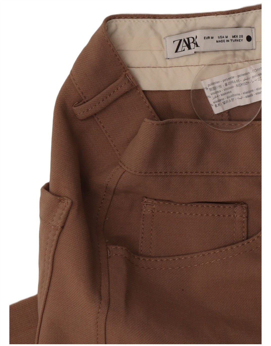 Женские повседневные широкие брюки Zara Medium W28 L30, коричневые, полиэстер
