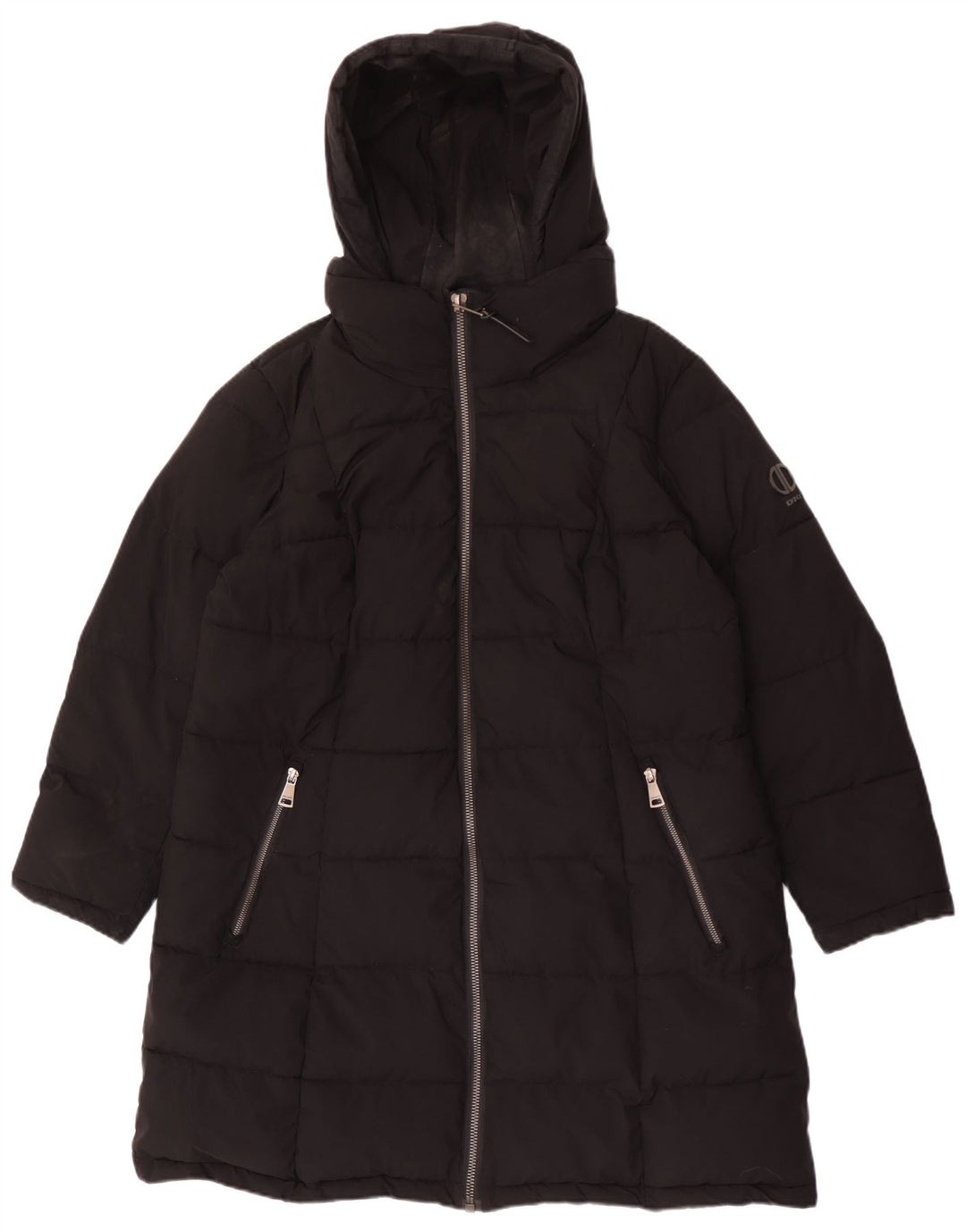 Женское стеганое пальто с капюшоном Dkny UK 18 XL, черный полиэстер