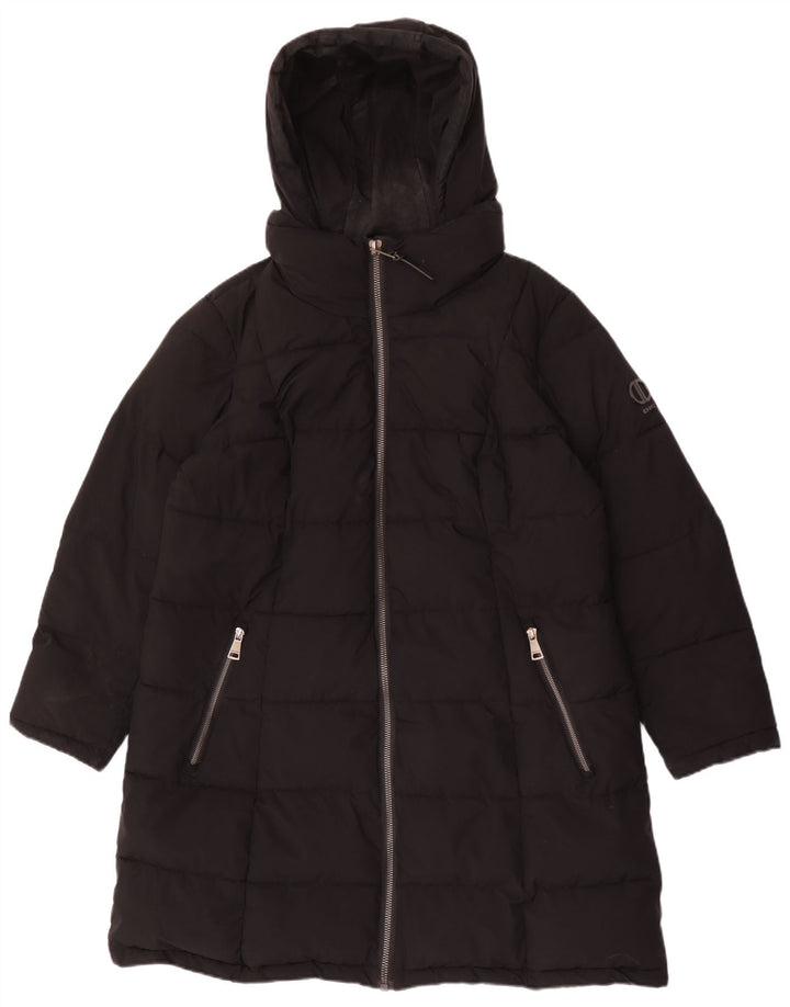 Женское стеганое пальто с капюшоном Dkny UK 18 XL, черный полиэстер