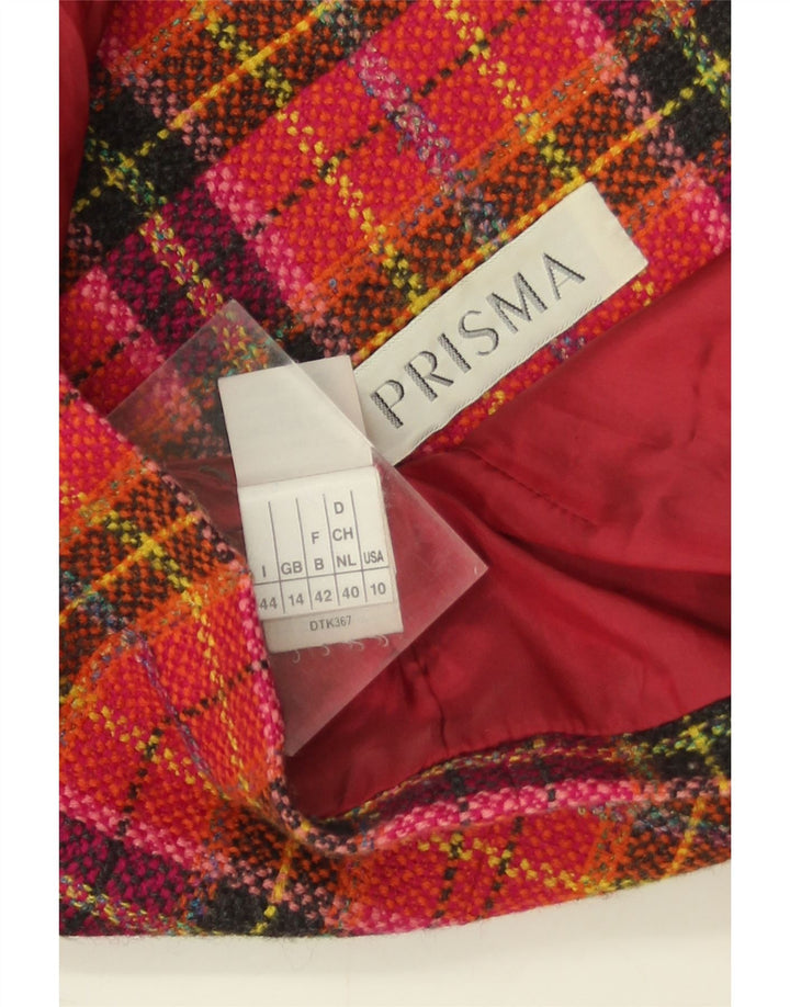 Женский пиджак Prisma на 5 пуговицах, Великобритания 14, шерстяной в большую красную клетку