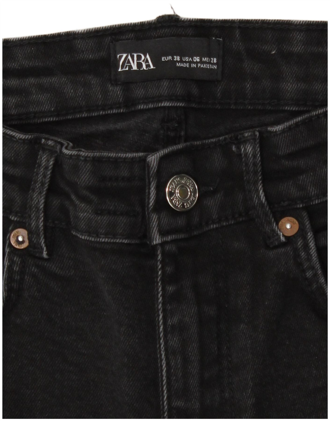 Женские джинсы Bootcut Zara EU 38, маленькие W28 L25, черный хлопок