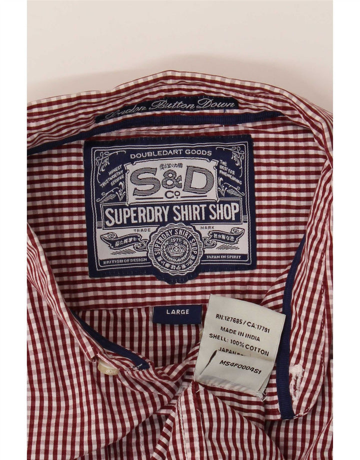 Мужская рубашка Superdry, большая красная хлопковая клетка в мелкую клетку