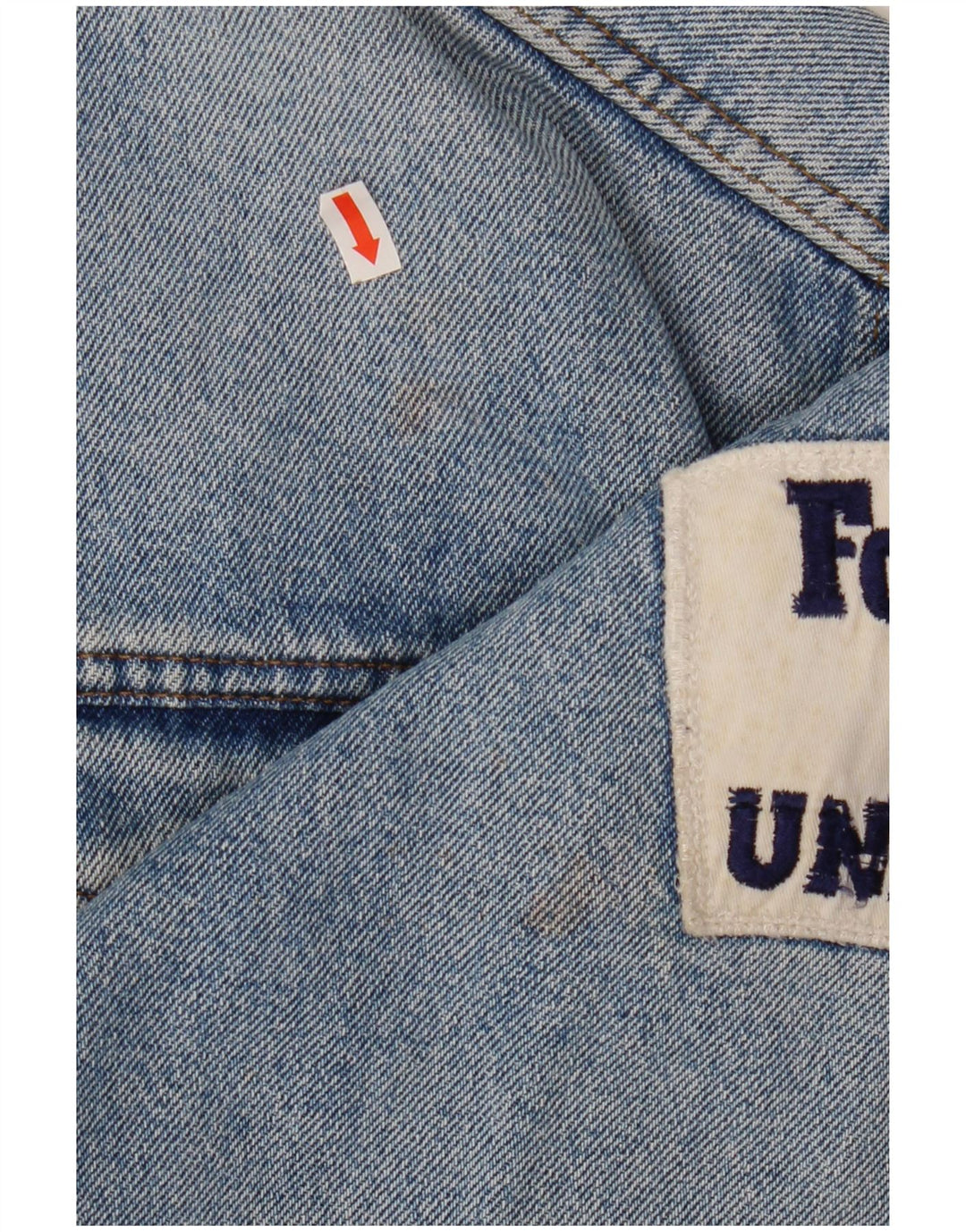 Женская укороченная джинсовая куртка с графическим рисунком UNIFORM UK 14, большая синяя