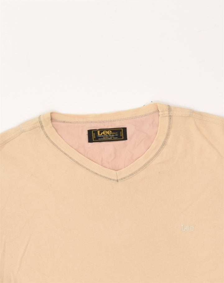 LEE Womens T-Shirt Top UK 18 XL Beige Cotton | Vintage Lee | Thrift | Second-Hand Lee | Used Clothing | Messina Hembry 