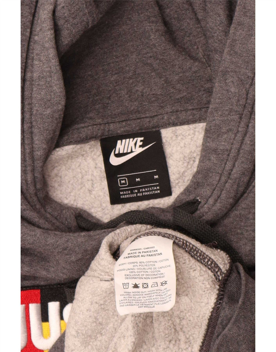 Мужской джемпер с капюшоном с графическим рисунком Nike, хлопковый цвет среднего серого цвета