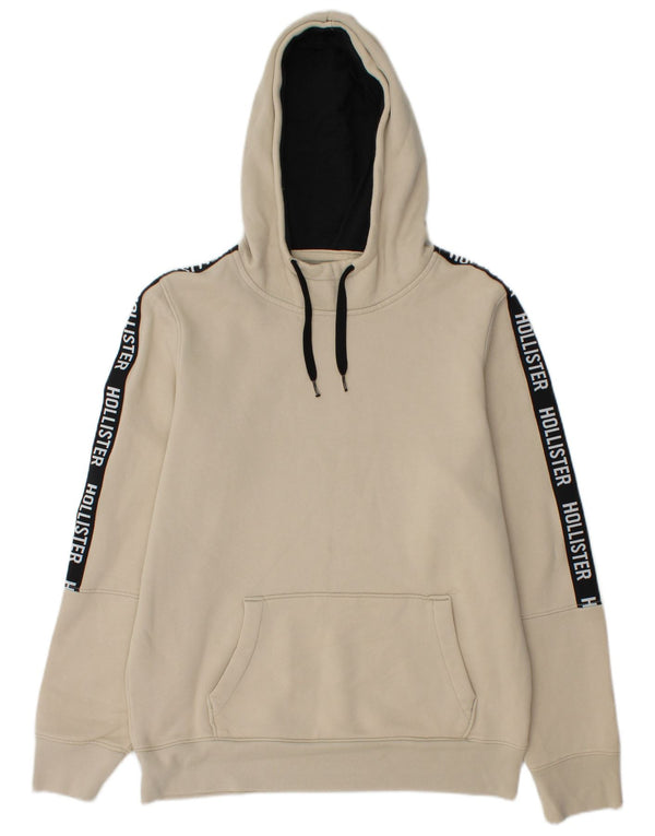 HOLLISTER Мужской джемпер с капюшоном с рисунком, средний бежевый, хлопок с цветными блоками