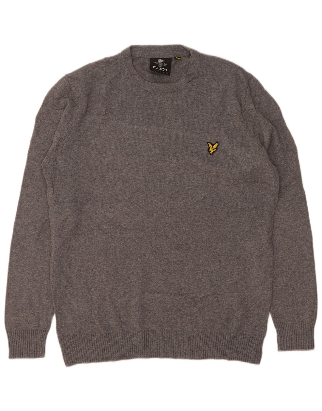 Мужской джемпер с круглым вырезом Lyle & Scott, маленький серый хлопковый крапчатый свитер