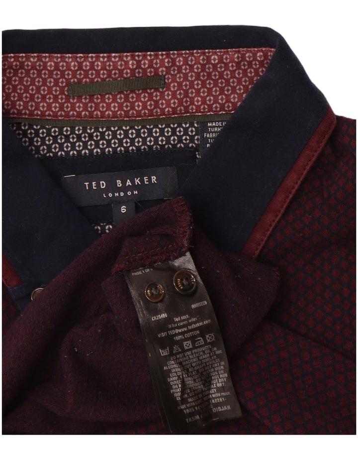 Мужская рубашка-поло Ted Baker, размер 6, 2XL, бордовый хлопок