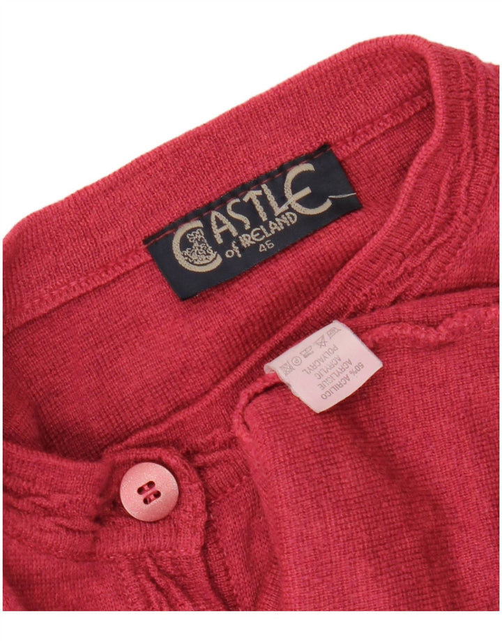 Женский кардиган CASTLE OF IRELAND UK 16, большой розовый шерстяной свитер