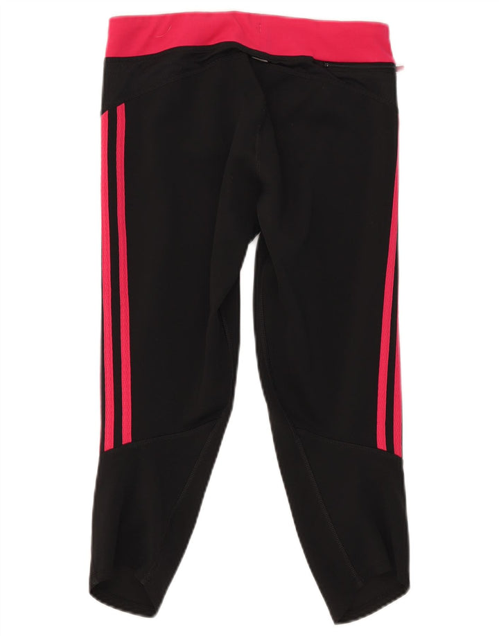Женские леггинсы-капри Adidas UK 12, средний черный, полиэстер с цветными блоками