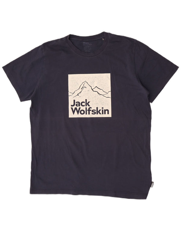 Мужская футболка с рисунком Jack Wolfskin Regular Fit, топ 2XL, темно-синий, хлопок