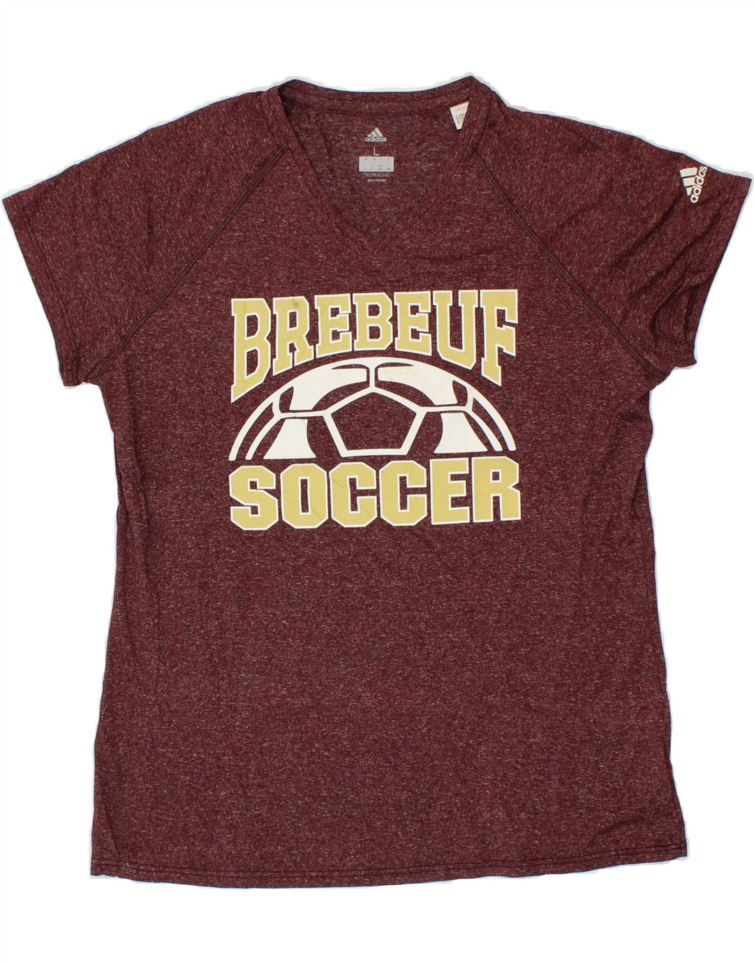 ADIDAS Womens Climalite Graphic T-Shirt Top UK 16 Large Maroon Polyester Vintage Adidas and Second-Hand Adidas from Messina Hembry 