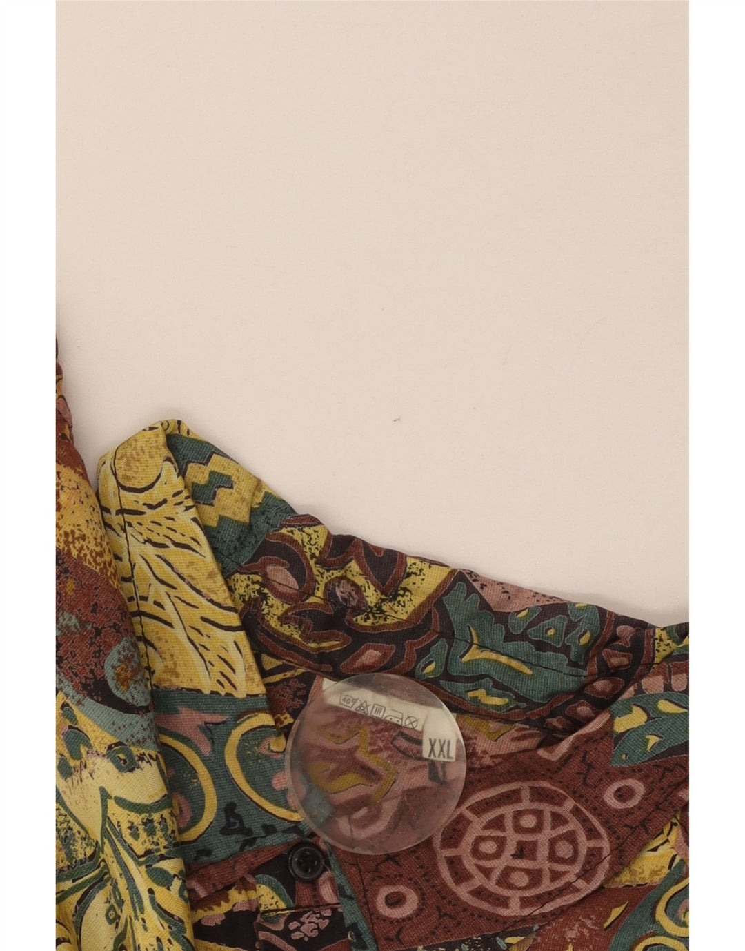 Винтажная мужская рубашка с коротким рукавом с абстрактным узором 2XL, разноцветная