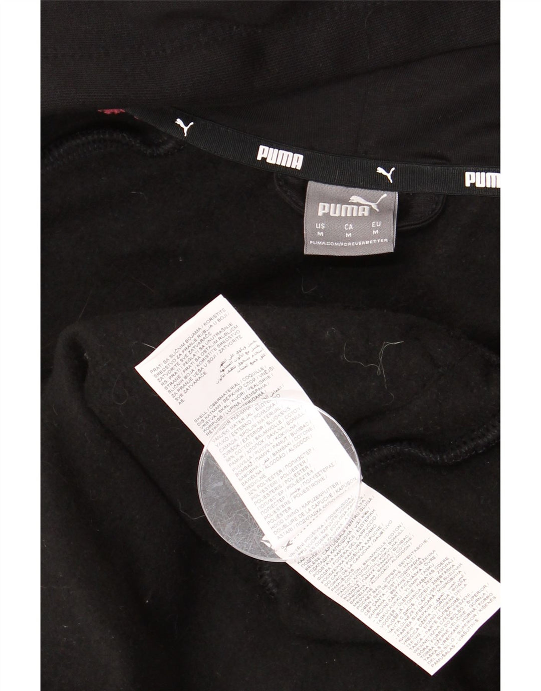 Женский свитер с капюшоном на молнии Puma UK 14, средний черный, хлопок с цветными блоками