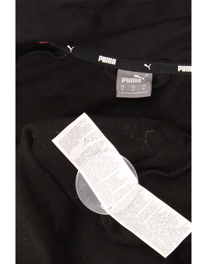 Женский свитер с капюшоном на молнии Puma UK 14, средний черный, хлопок с цветными блоками