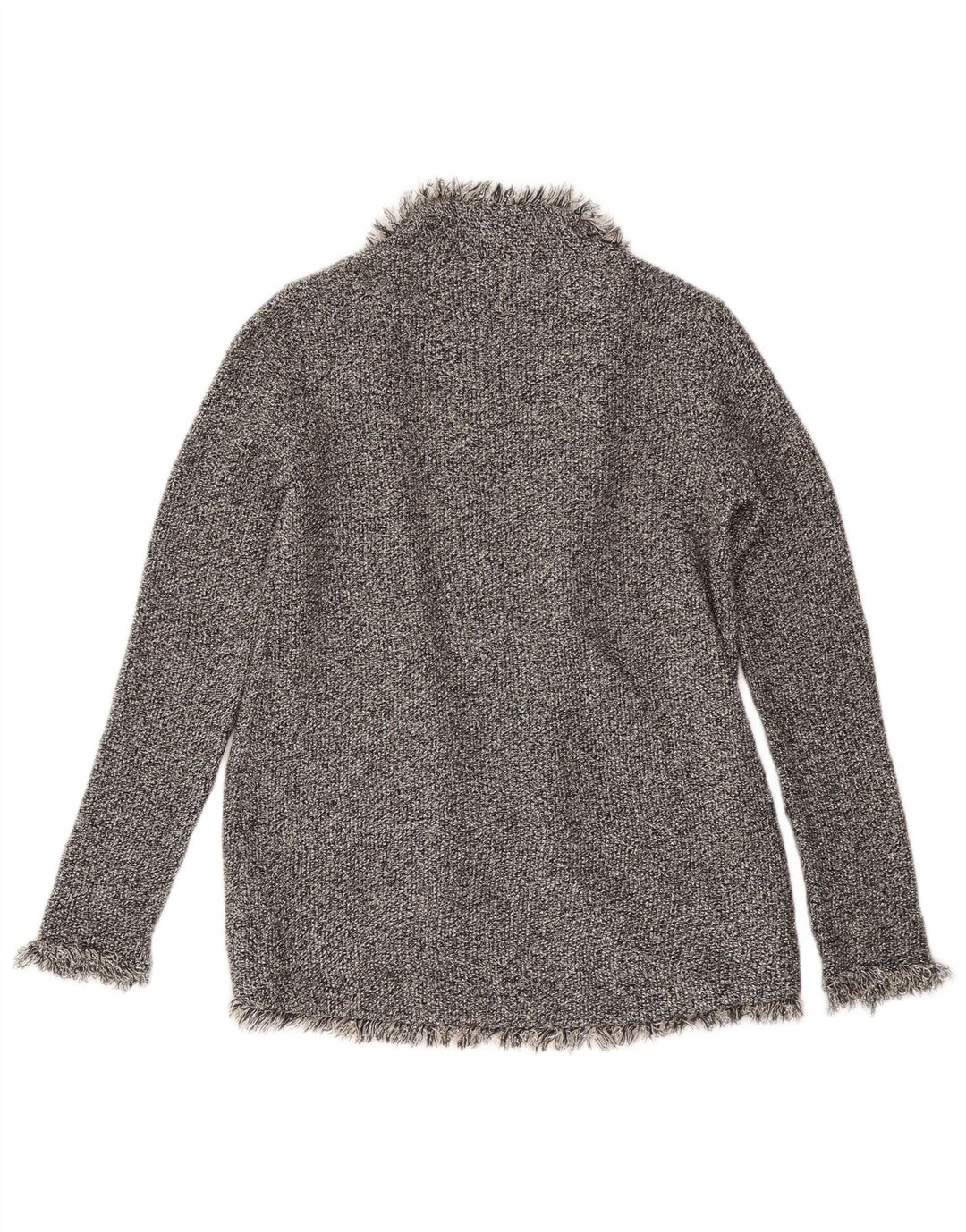 Женский открытый кардиган ZARA UK 12, средний серый вискоза с крапинками