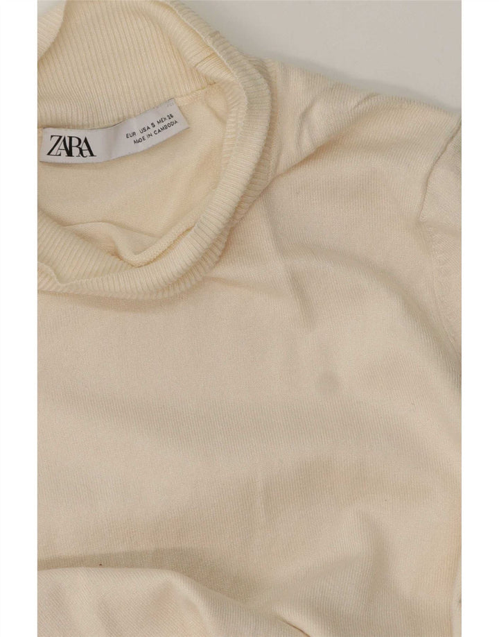 Женский джемпер с высоким воротником Zara UK 10, маленький бежевый