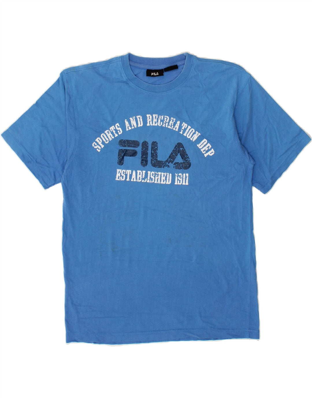 FILA Mens Graphic T-Shirt Top Medium Blue Vintage Fila and Second-Hand Fila from Messina Hembry 