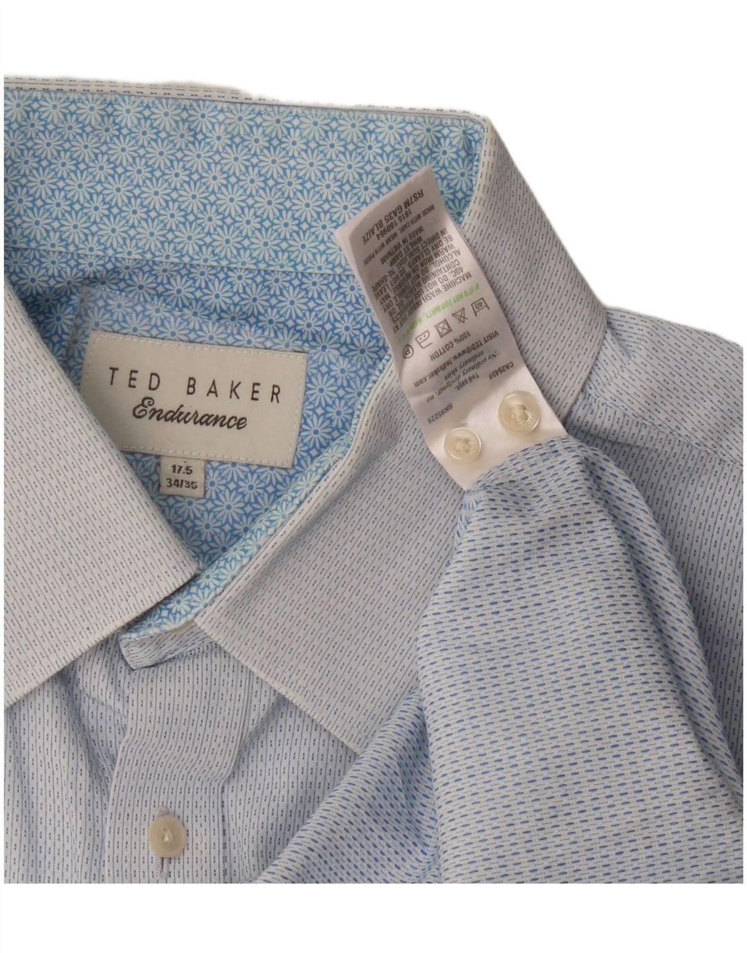 Мужская рубашка Ted Baker, размер 17 1/2 XL, синяя пятнистая хлопковая рубашка