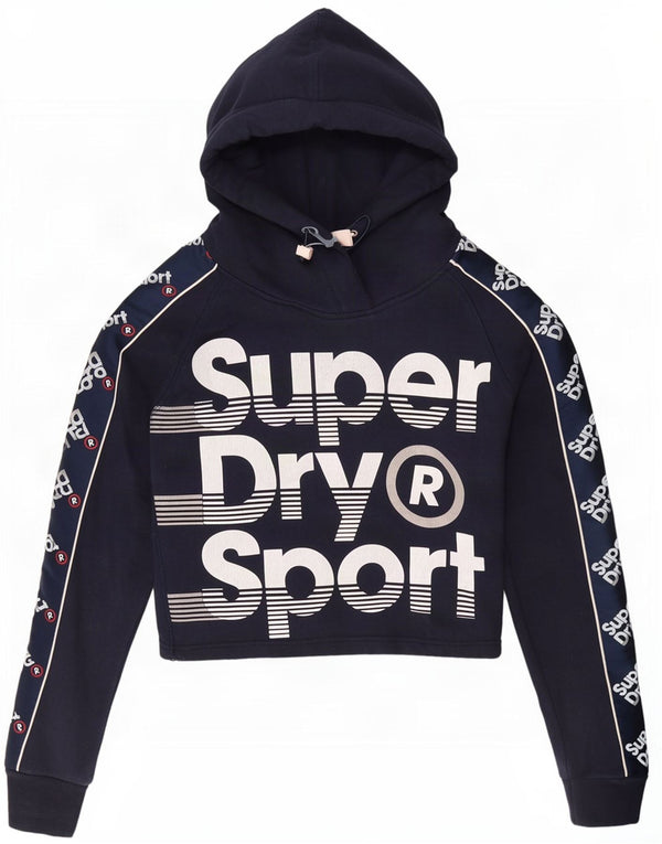 Женский укороченный джемпер с капюшоном Superdry UK 10, темно-синий, хлопок