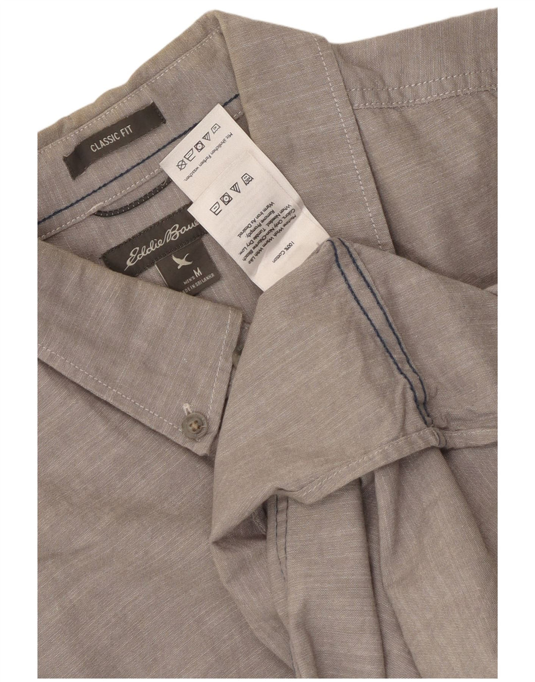 Мужская рубашка классического кроя Eddie Bauer среднего серого цвета, хлопок