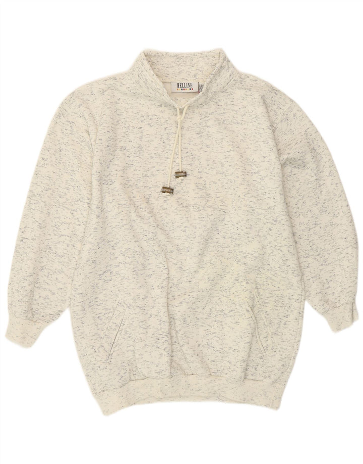 HELLINE Женский свитер-джемпер UK 16/18 XL Белый в крапинку хлопок