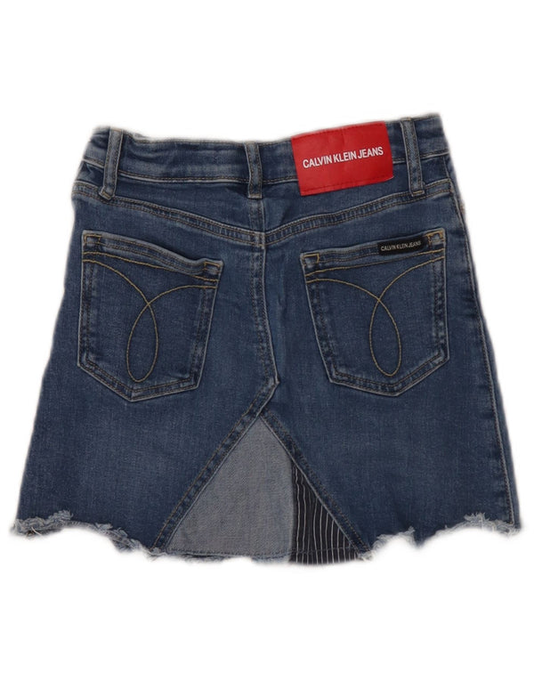 Джинсовая мини-юбка Calvin Klein для девочек 9–10 лет, W22, синяя, хлопок