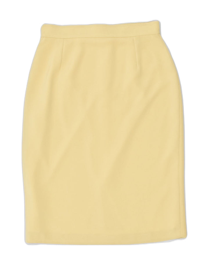 MARIO PUCCI CECCONI Womens Pencil Skirt IT 44 Medium W28 Yellow Polyester | Vintage | Thrift | Second-Hand | Used Clothing | Messina Hembry 