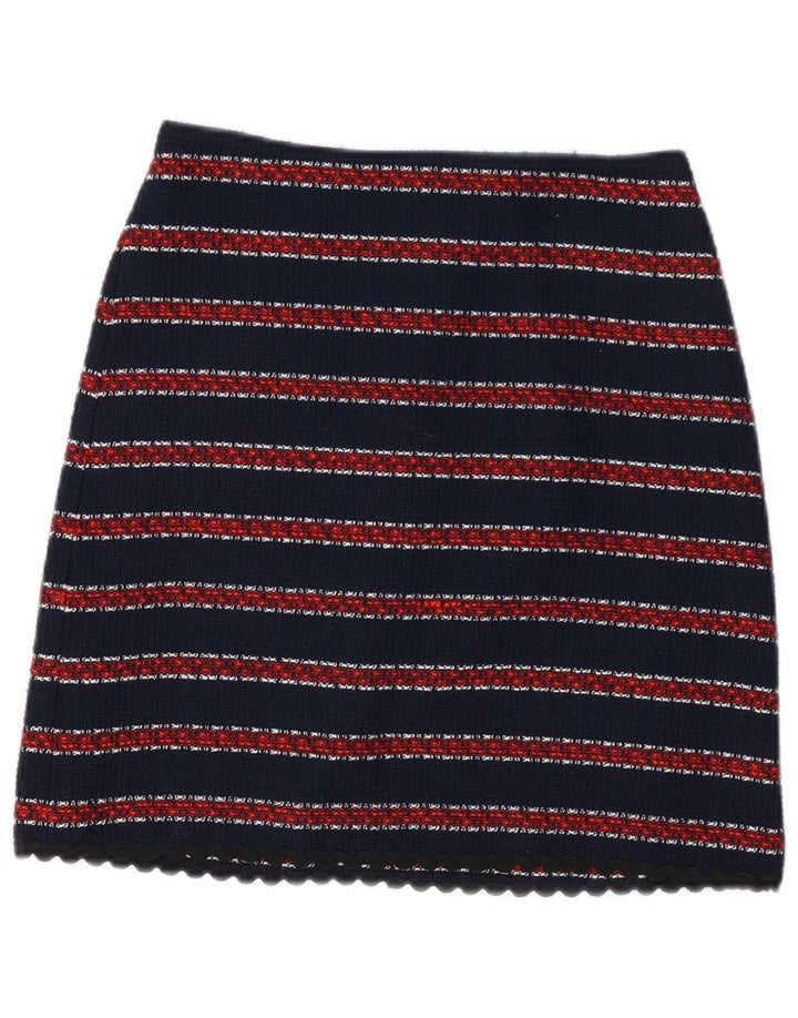 WAREHOUSE Женская мини-юбка UK 8 Small W26 Темно-синяя полоска из полиэстера