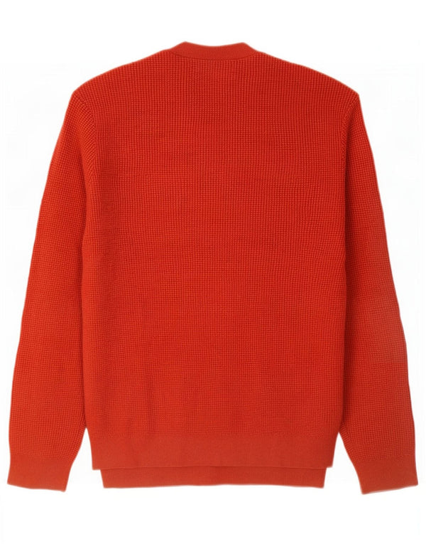 Marks & Spencer Mens Crew Neck Jumper Sweater Large Orange Polyester